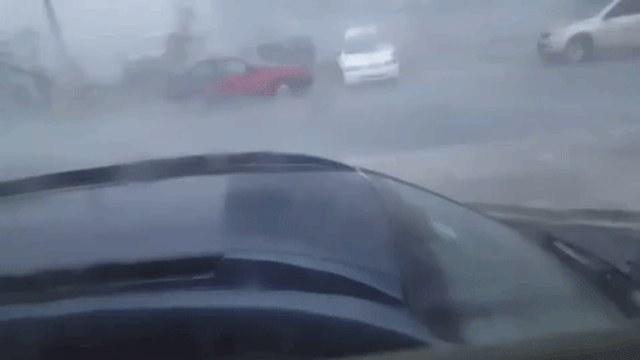 Heavy Winds From Hurricane María Move Car in Puerto Rico