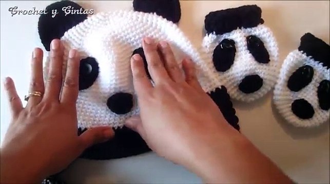 Manoplas - mitones oso panda para niños tejidas a crochet