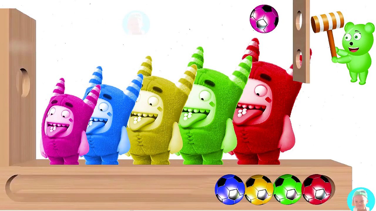 Oddbods Cartoon WOODEN FACE HAMMER XYLOPHONE Learn Colors with Oddbod Character For Children