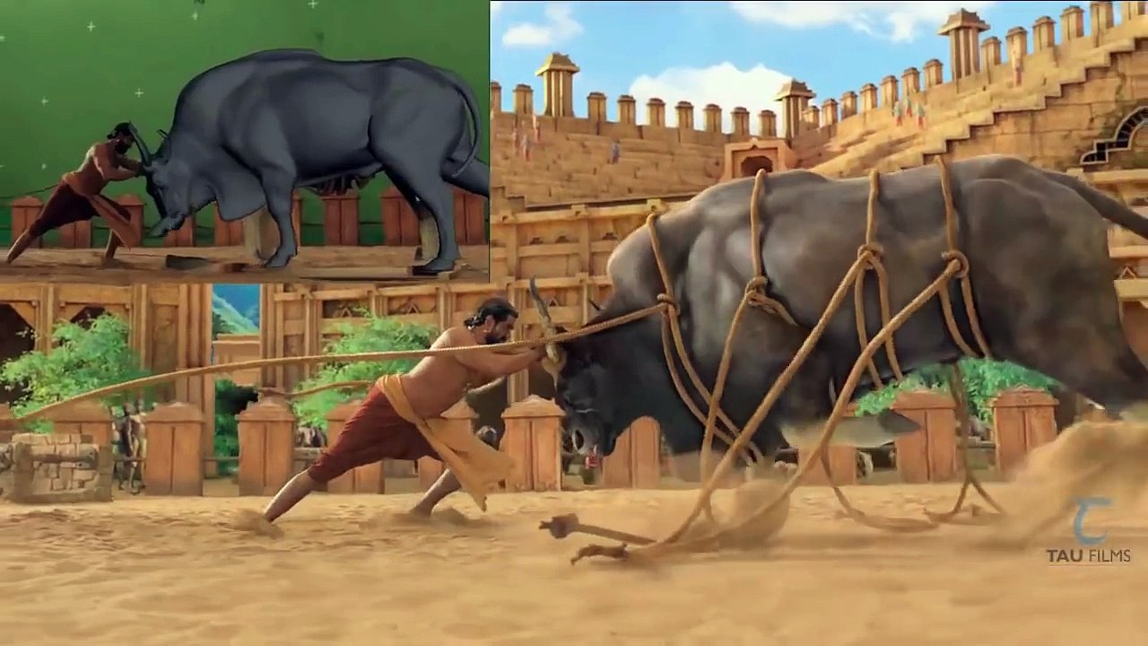 Making of Bahubali VFX -- Bhallaladeva’s(Rana) bull fight sequence VFX Breakdown --HD 720p