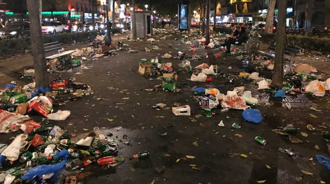 Les supporters du Celtic ont laissé quelques souvenirs aux agents de la voirie à Paris