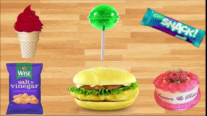 Colors for Children to Learn with Ice Cream, Lollipop, Potato chips, Wooden Slots Educational Videos