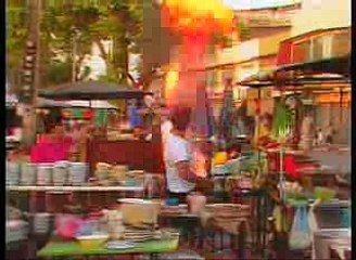 Flying Food To Servants Table In Thailand. Must Watch