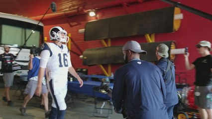 Jared Goff heads out of the tunnel into the Coliseum