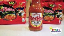 Extreme Spicy Noodle Challenge 2x! Loser drinks Hot Sauce with Ryan's Family Review!-2W92iX5q-24