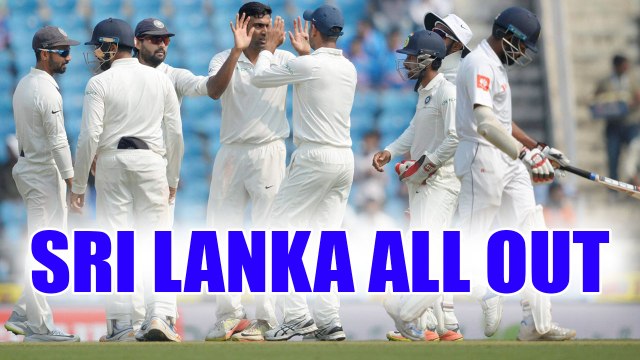 India vs SL 2nd test 1st day: Visitors bundled out for 205 runs, Ashwin, Jadeja shine |Oneindia News