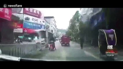 Man in miracle escape after scaffold collapse