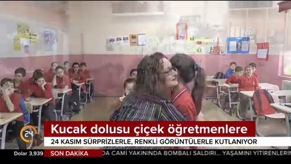 Kucak dolusu çiçek öğretmenlere