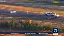 Small plane makes emergency landing in Maryland without landing gear