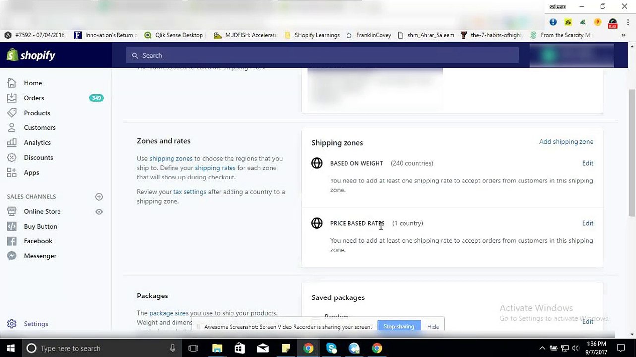 How to setup shipping cost on free products in Shopify