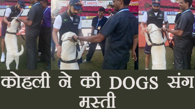 India vs Sri Lanka 2nd Test: Virat Kohli plays with Dogs just before the match | वनइंडिया हिंदी