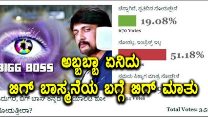 'ಬಿಗ್ ಬಾಸ್ ಕನ್ನಡ' ನೋಡ್ತೀರಾ? ಇಲ್ವಾ? ವೀಕ್ಷಕರ ಅಭಿಮತ ಏನಿದೆ? | Filmibeat Kannada