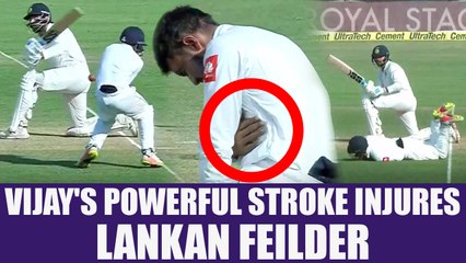 India vs SL 2nd test 2nd day : Murali Vijay injures Samarawickrama with power stroke | Oneindia News