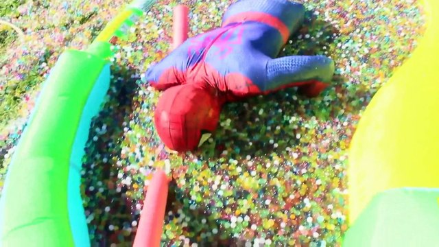 Spiderman vs Captain America - Real Life Superhero Battle _ Orbeez Pool Fight! | Superheroes | Spiderman | Superman | Frozen Elsa | Joker