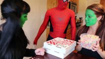Hulk Girl vs Hulk Mom vs Spiderman & Venom - Food Fight _ Real Life Superhero Movie | Superheroes | 