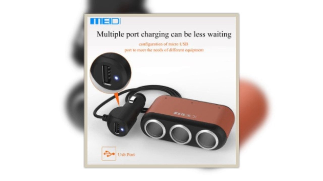 MEIDI With three Switch Cigarette Lighter Car Charger Car Power Distributor USB Plug Car Charging One Drag Three Car Cha