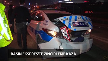 Basın ekspres yolunda 9 araç birbirine girdi