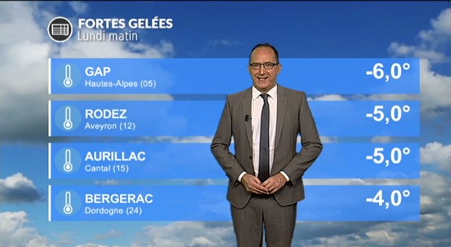 Météo lundi : de nombreuses gelées et une dégradation par le nord et l'ouest