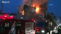 Taksim Meydanı’ndaki metruk bina alev alev yandı