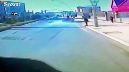 Kamyonet kadına böyle çarptı