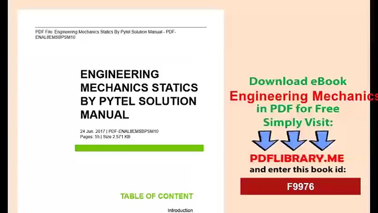 Engineering Mechanics Statics By Pytel Solution Manual