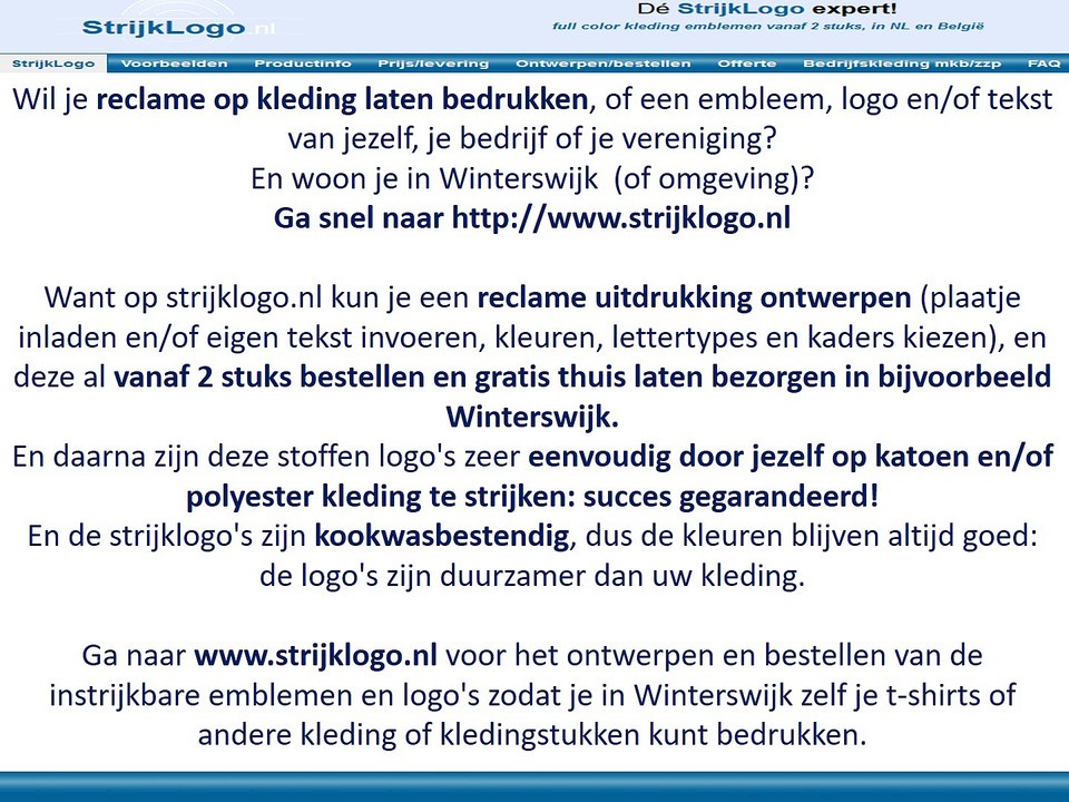 Reclame kleding bedrukken Winterswijk