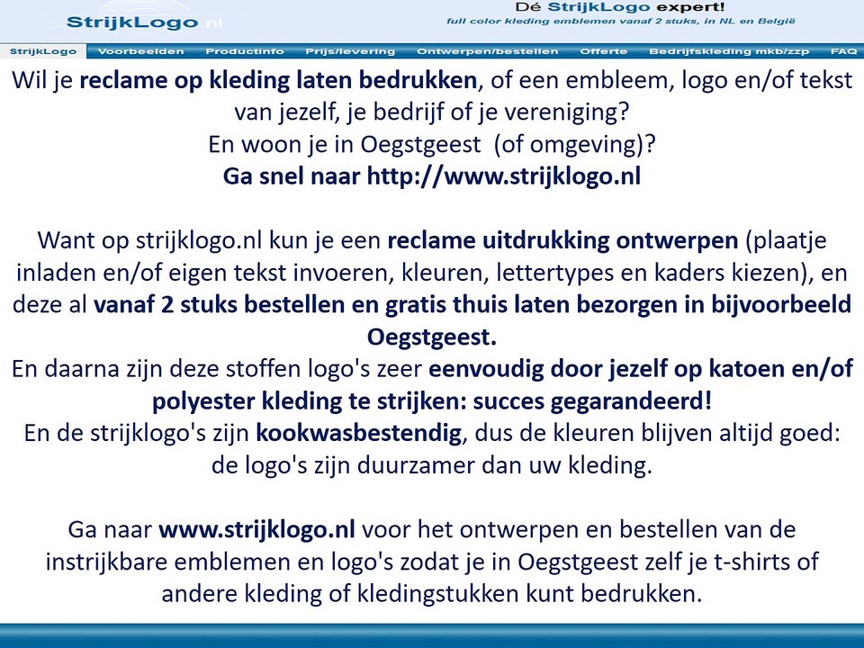 Reclame kleding bedrukken Oegstgeest