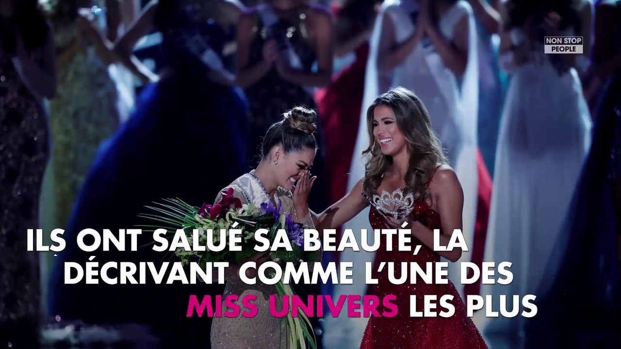 Miss Univers 2017 : Iris Mittenaere sublime en robe rouge au large décolleté