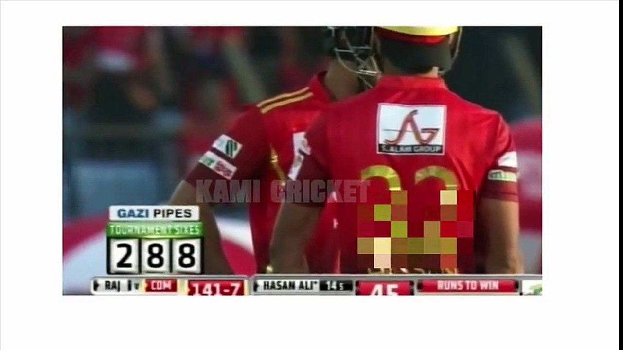 Hasan Ali amazing and Brillliant batting 3 sixse one over in BPL 2017