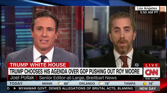 'You can't be serious!': Chris Cuomo calls BS on Breitbart editor's excusal for Roy Moore behavior with Ringo Star lyric