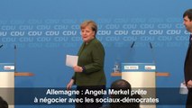 Allemagne: Merkel veut négocier avec les sociaux-démocrates
