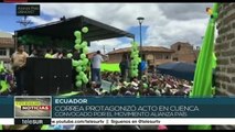 Ex presidente de Ecuador es recibido por simpatizantes en Cuenca