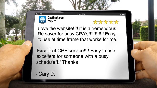 Cpethink.com Review Terrific Five Star Review by Gary D.
