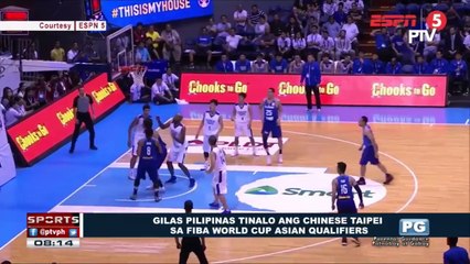 Gilas Pilipinas, tinalo ang Chinese Taipei sa FIBA World Cup Asian Qualifiers