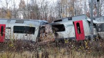 Le train percuté par le train fantôme à Houdeng