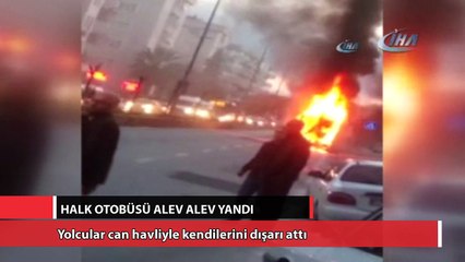 Çanakkale'de halk otobüsü alev alev yandı