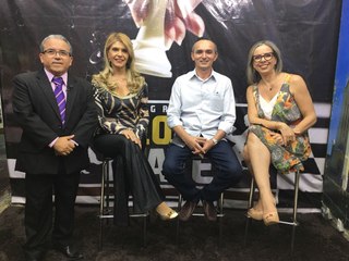 Programa Xeque Mate com o terapeuta Raimundo Estrela, a delegada seccional Patricia Forni e a empresária Aldemira Braga