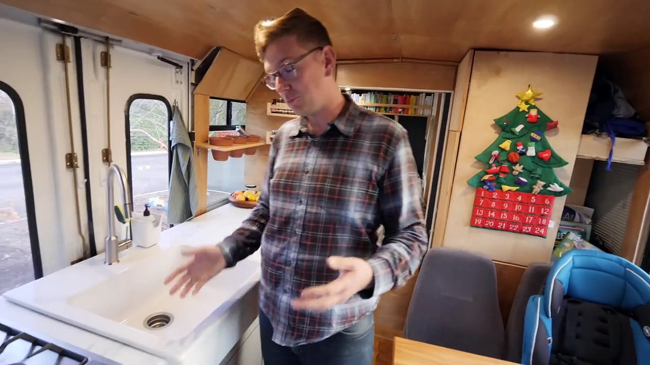 RV Tour of  Full Time Family in Converted Shuttle Bus // American Field Trip