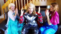 Frozen Elsa & Anna vs Thor Hammer! Hulk Frees Elsa's Magic Wand! Superhero Fun In Real Life! | Superheroes | Spiderman | Superman | Frozen Elsa | Joker