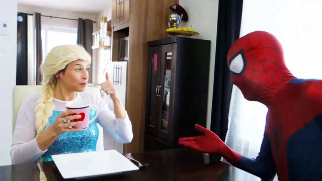 Spiderman & Frozen Elsa vs Maleficent! Elsa Drinks a Poisoned Tea! Superhero Fun in Real Life -) | Superheroes | Spiderman | Superman | Frozen Elsa | Joker
