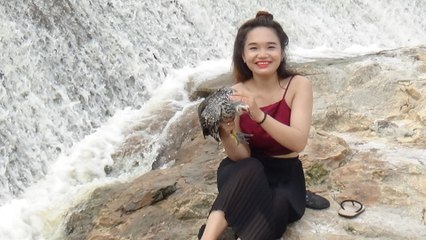 Amazing beautiful girl cooking Chicken with Lemon