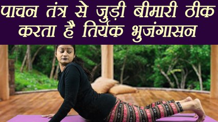 Download Video: Yoga for digestive system | पेट की बीमारियाँ ठीक करता हैं तिर्यक भुजंगासन |Tiryak Bhujangasana | Boldsky