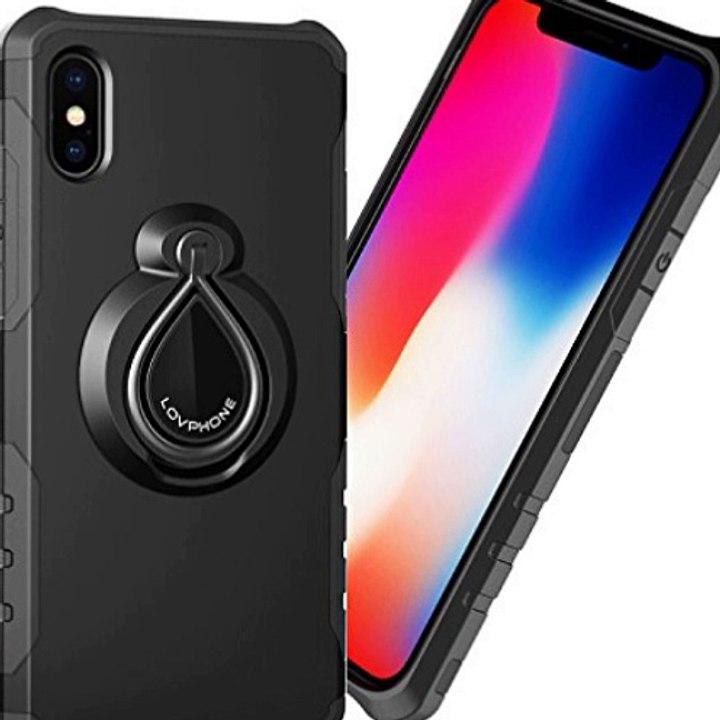 iPhone X Case, LOVPHONE Ring Kickstand case 360 Degree Rotating Ring, Drop Protection Shock Absorption case for iPhone X