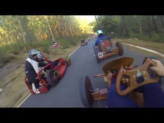 Man Films Traditional Wooden Car Race in Spain
