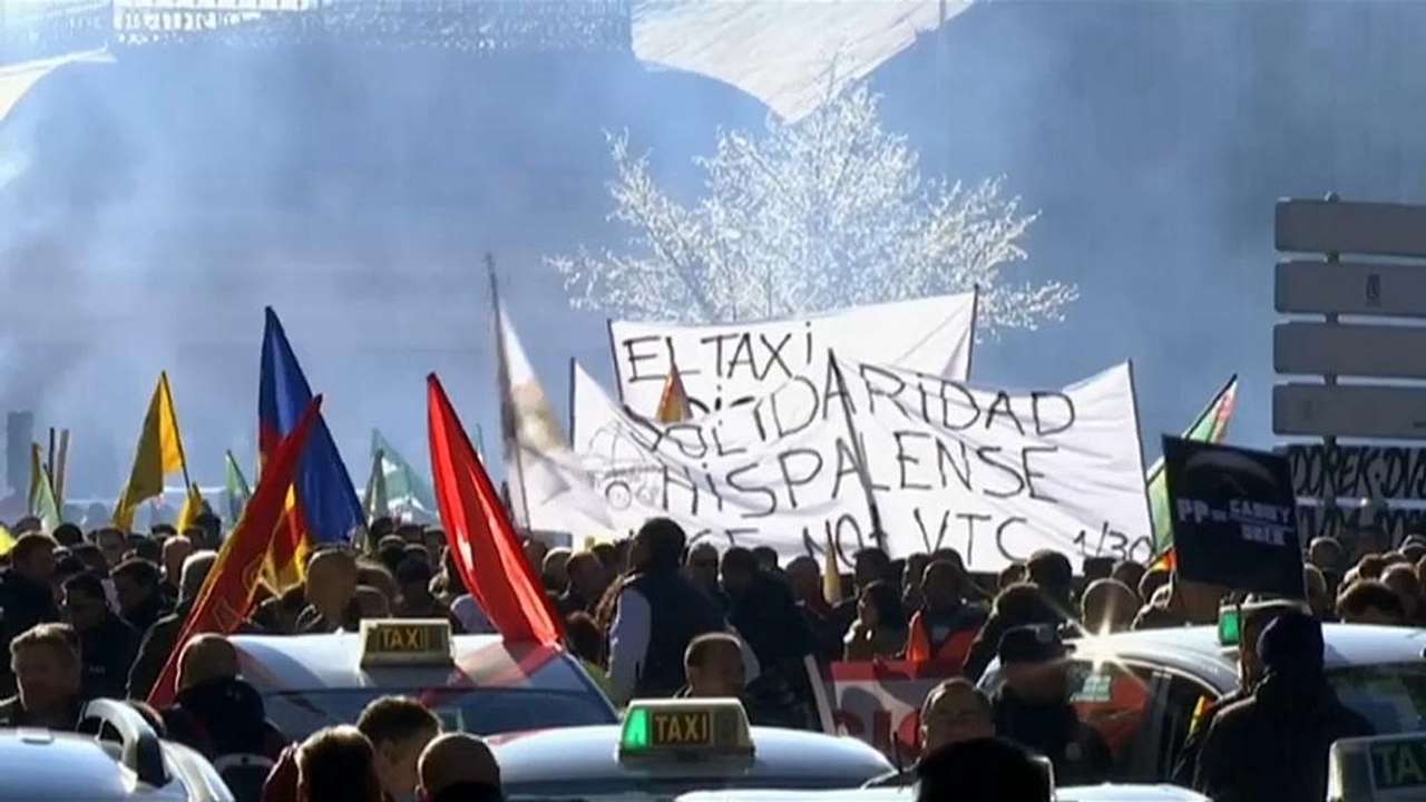 Spanische Taxifahrer im Streik