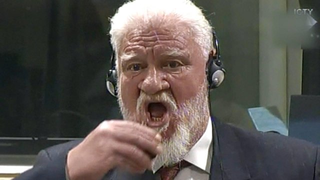 Bosnian Croat general 'dead' after drinking poison in court