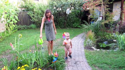 Funny baby enjoy splashing all family