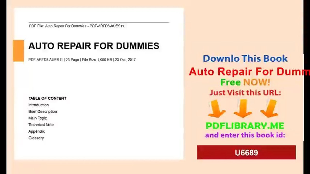 Auto Repair For Dummies