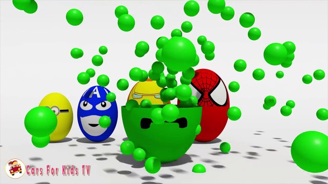 Learn Colors With SURPRISE EGGS Street Vehicles for Kids - Cartoon Minions Hulk IronMan Spiderman Ot0G7Q9cF0