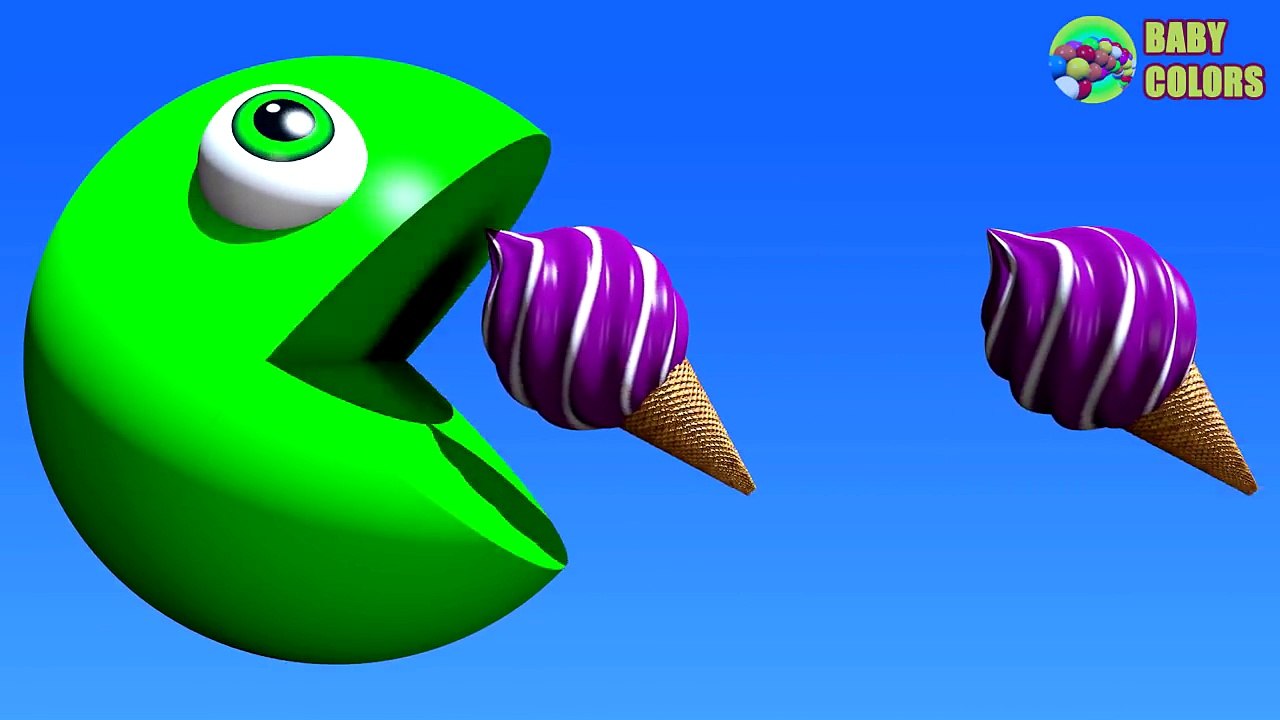 Learn COLORS With 3D ICE CREAM And PACMAN For Kids Babies Toddlers-RWiRc7L9XPY